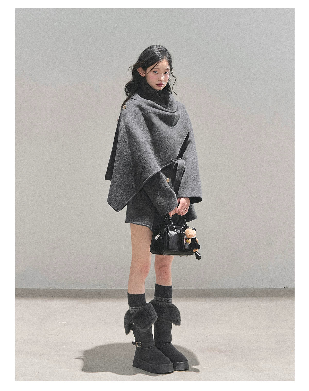 French British-Style Wool Coat