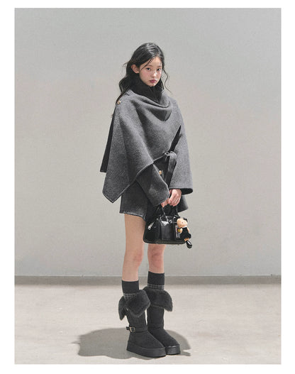 French British-Style Wool Coat