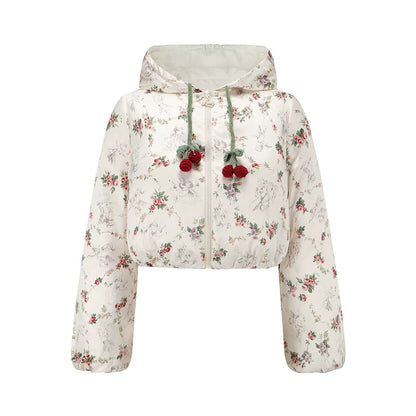 French Playful Quilted Down Dress &amp; Jacket Set