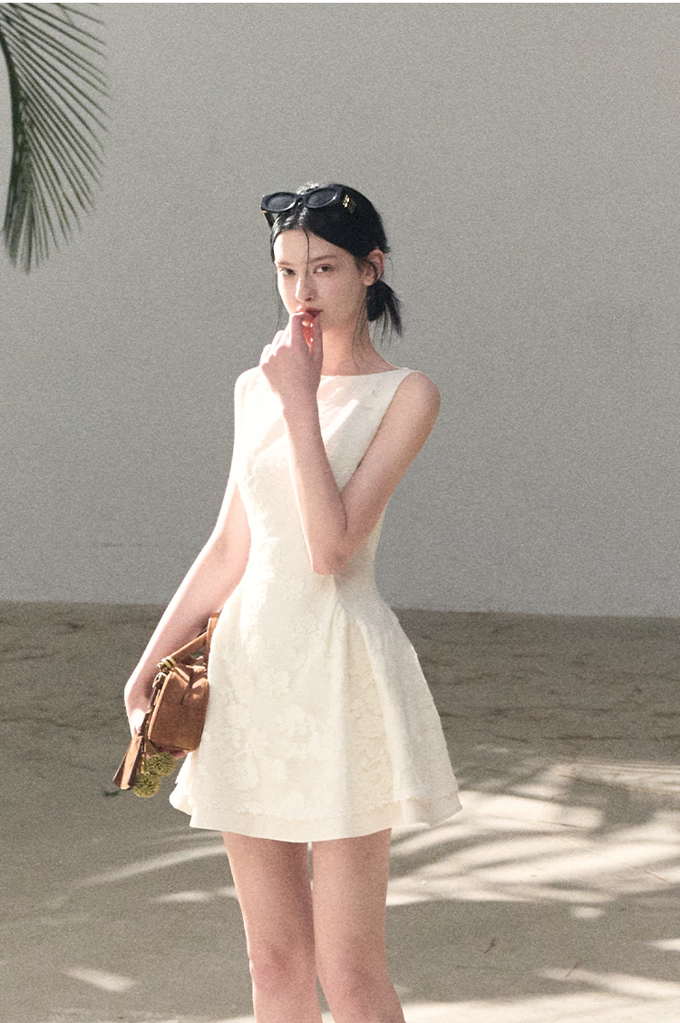 Wool-Blend Waist-Cinched Fitted Dress