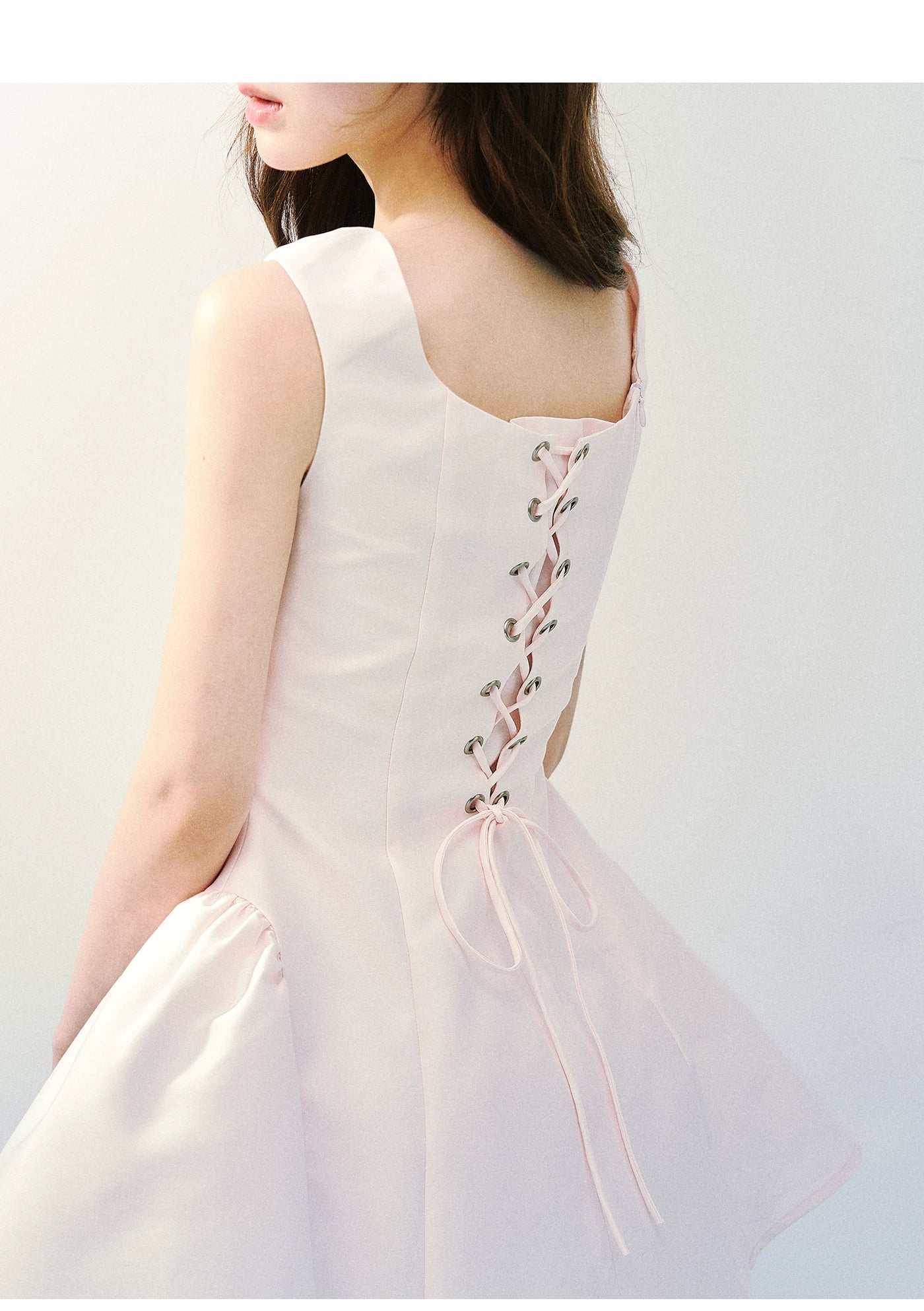 Blush Satin Princess Bubble Hem Dress