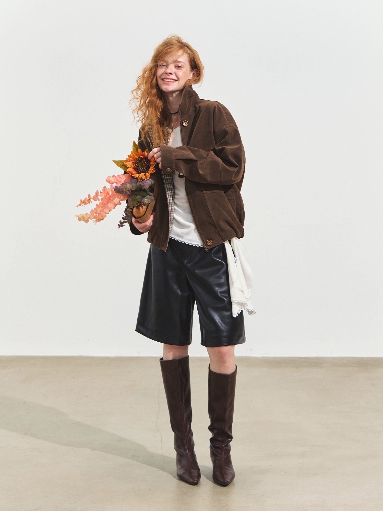 Elastic Waist Faux Leather Shorts