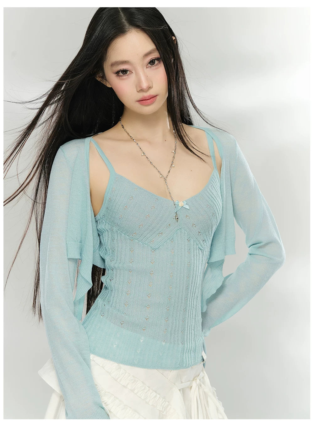 Knit Cardigan &amp; Camisole Two-Piece Set