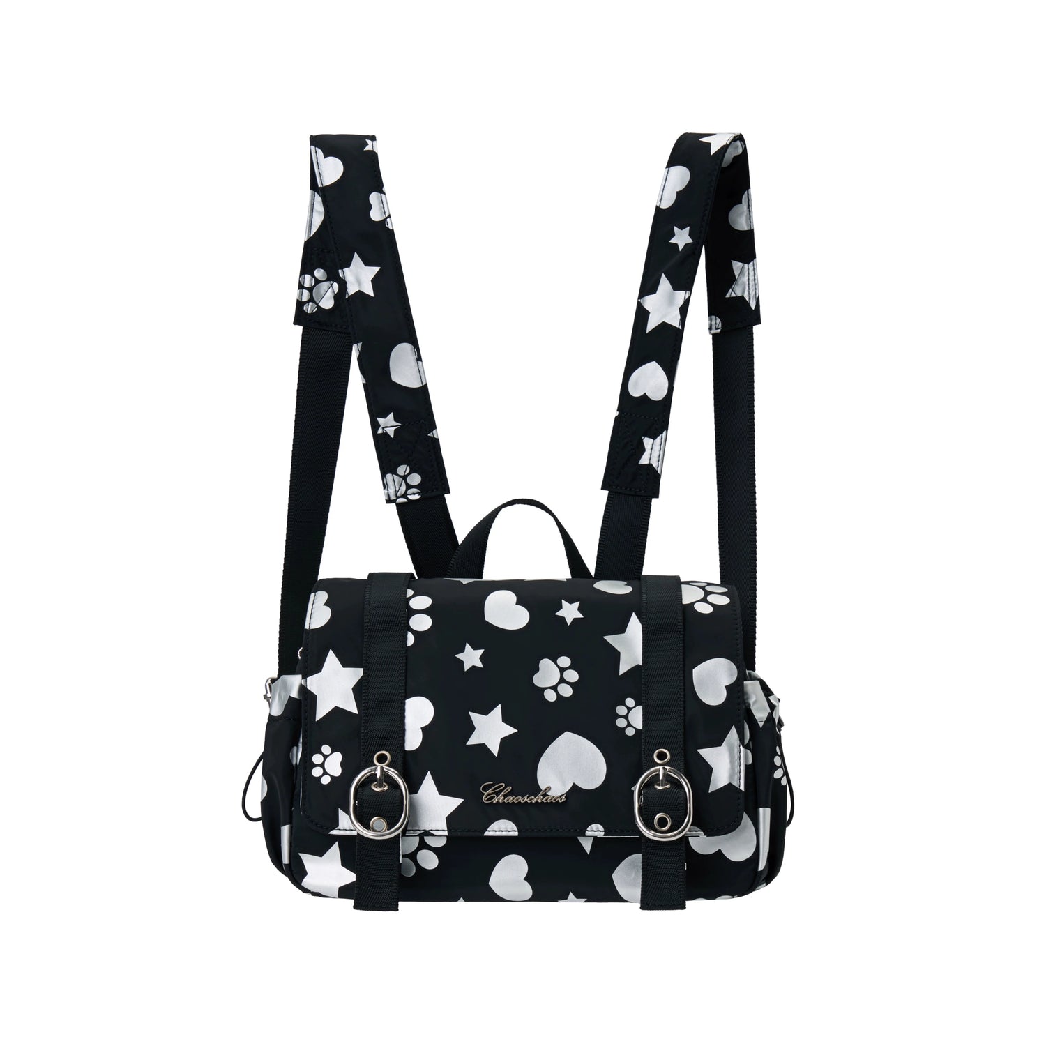 Silver-Stamped Matte Square Backpack