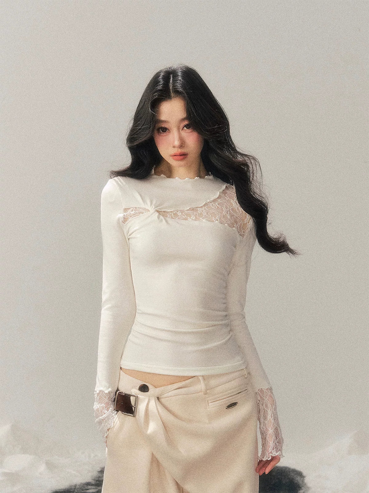 Mock-Neck Slim-Fit Long Sleeve T-Shirt