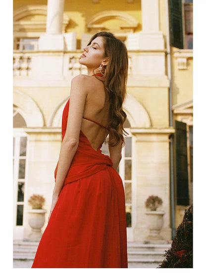 Halter Scarf-Tie Maxi Dress