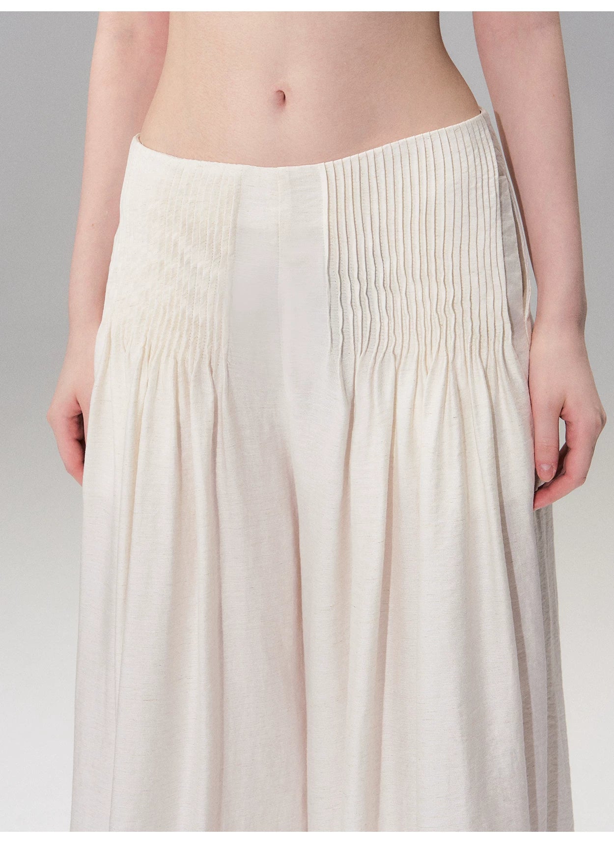 Vintage Pleated Linen-Blend Wide-Leg Trousers