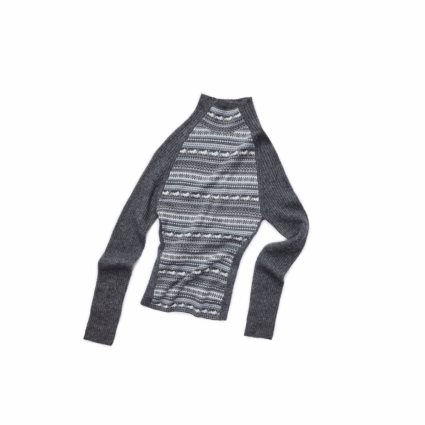 Fair Isle Raglan Knit Turtleneck Sweater