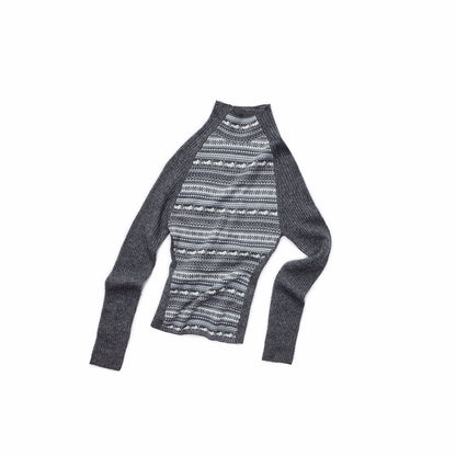 Fair Isle Raglan Knit Turtleneck Sweater