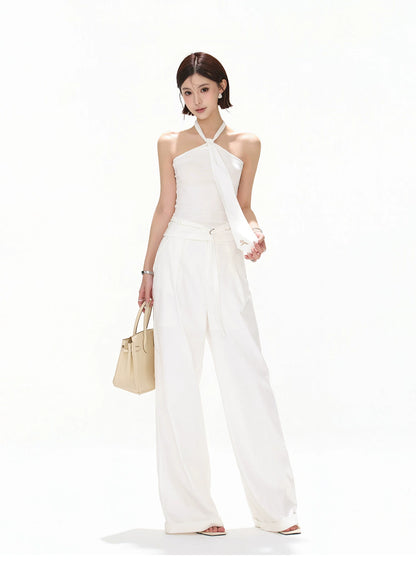 Relaxed Linen-Blend Wide-Leg Trousers