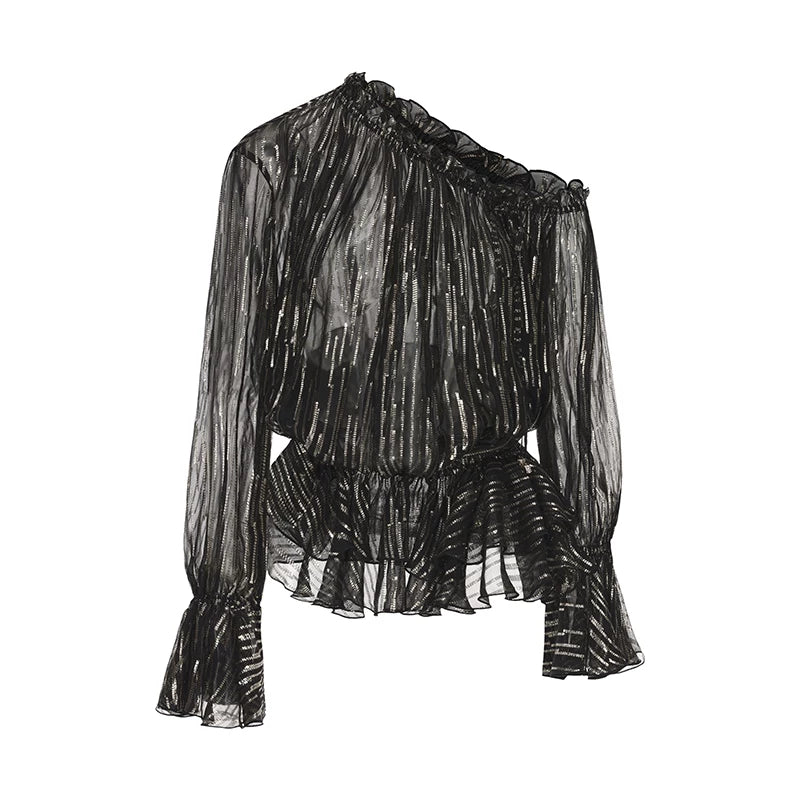Silk Ruffled Luminous Two-Piece Set