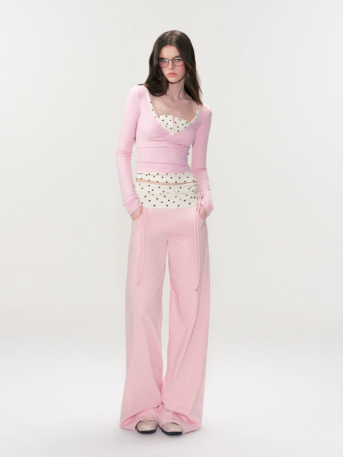 Drawstring Waist Straight-Leg Pants