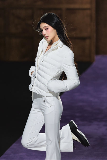 High-Neck Fitted Lightweight Down Jacket