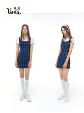 Plaid Patchwork Suspender Dress - CHINASQUAD