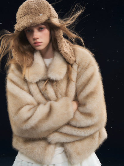 Tie-Waist Fuzzy Lapel Jacket