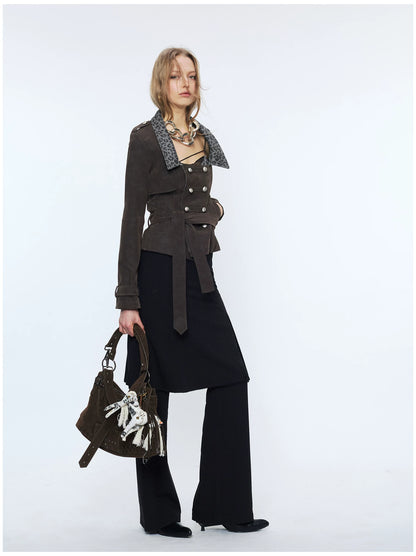 Punk Suede Short Trench Jacket