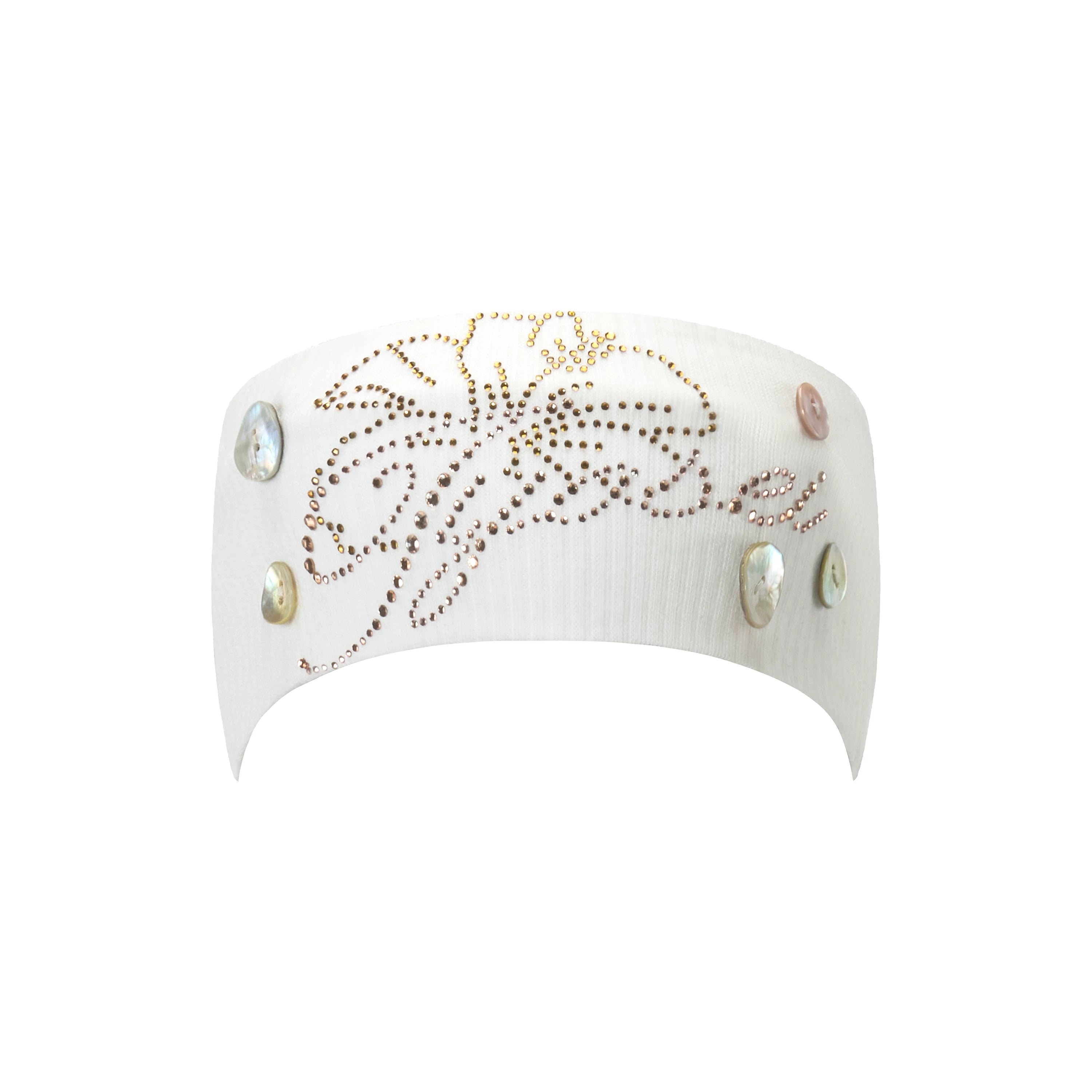 Shell Embellished Stretch Ribbed Headband