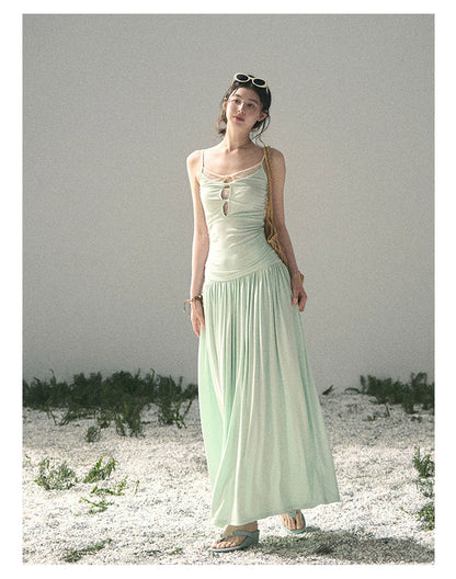 Mint Pearl Texture Two-Piece Maxi Skirt Set