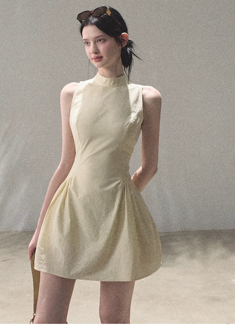 Vanilla Spring Halter Backless Dress