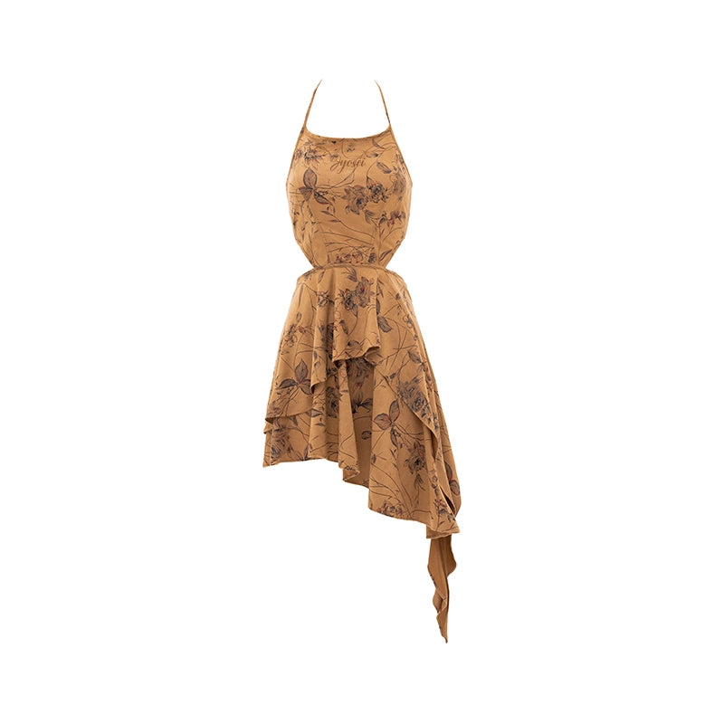 Vintage Halter Asymmetric Bodycon Dress