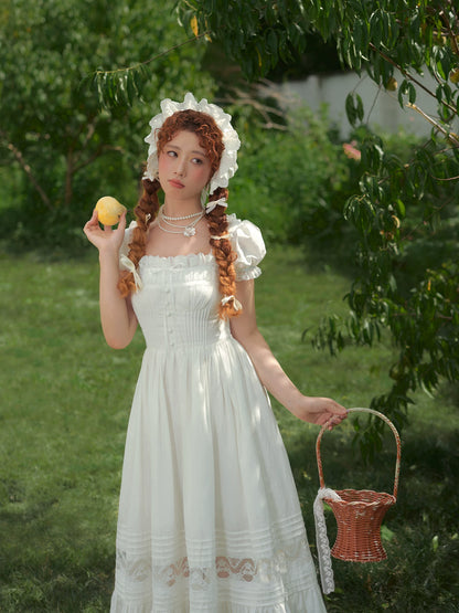 Pure White Cinderella Square-Neck Princess Dress