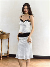 White Polka Dot Camisole & Fishtail Skirt Set - CHINASQUAD