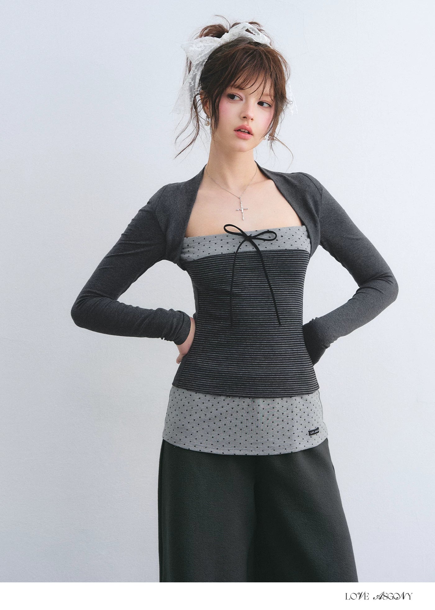 Faux-Layer Top and Pants Set
