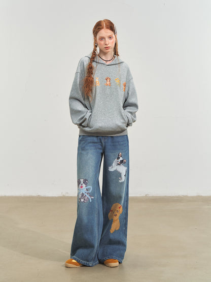 Puppy Wide‑Leg Denim Pants