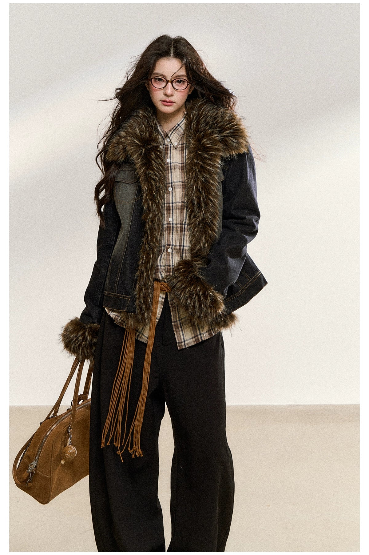 Faux Fur Trim Denim Jacket