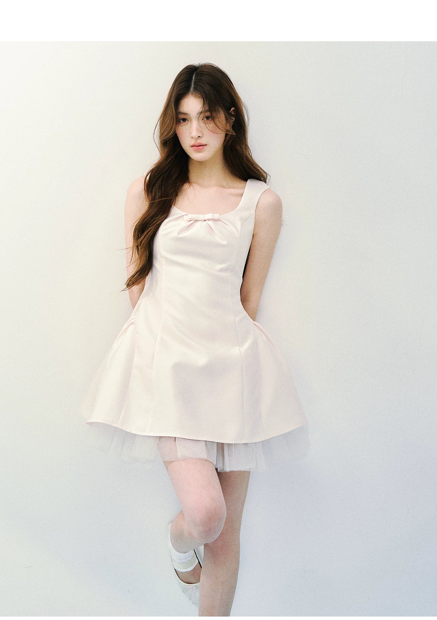 Blush Satin Princess Bubble Hem Dress