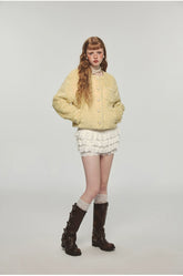 Yellow Faux Fur Casual Crop Coat - CHINASQUAD