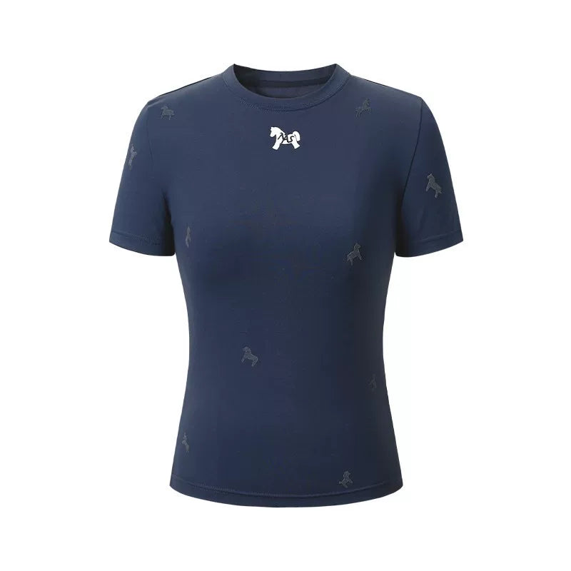 Flocked Horse Print Fitted Tee