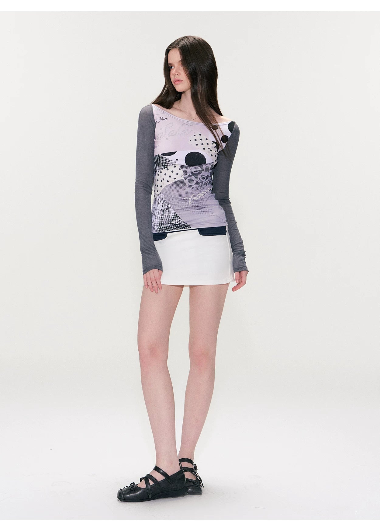 Color-Block Long-Sleeve Graphic T-Shirt