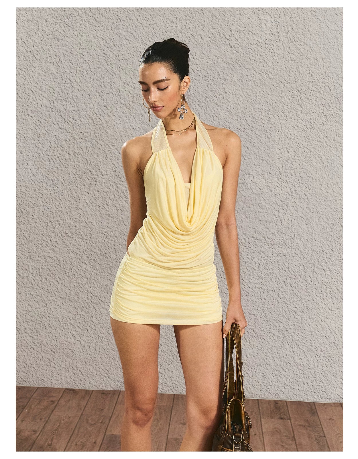 Halter Open-Back Top &amp; Gilded Print Skirt Set