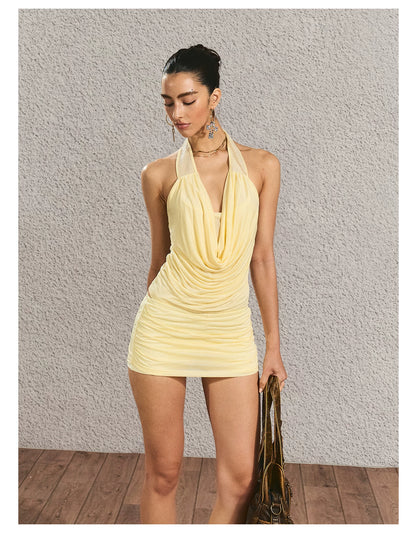 Halter Open-Back Top &amp; Gilded Print Skirt Set