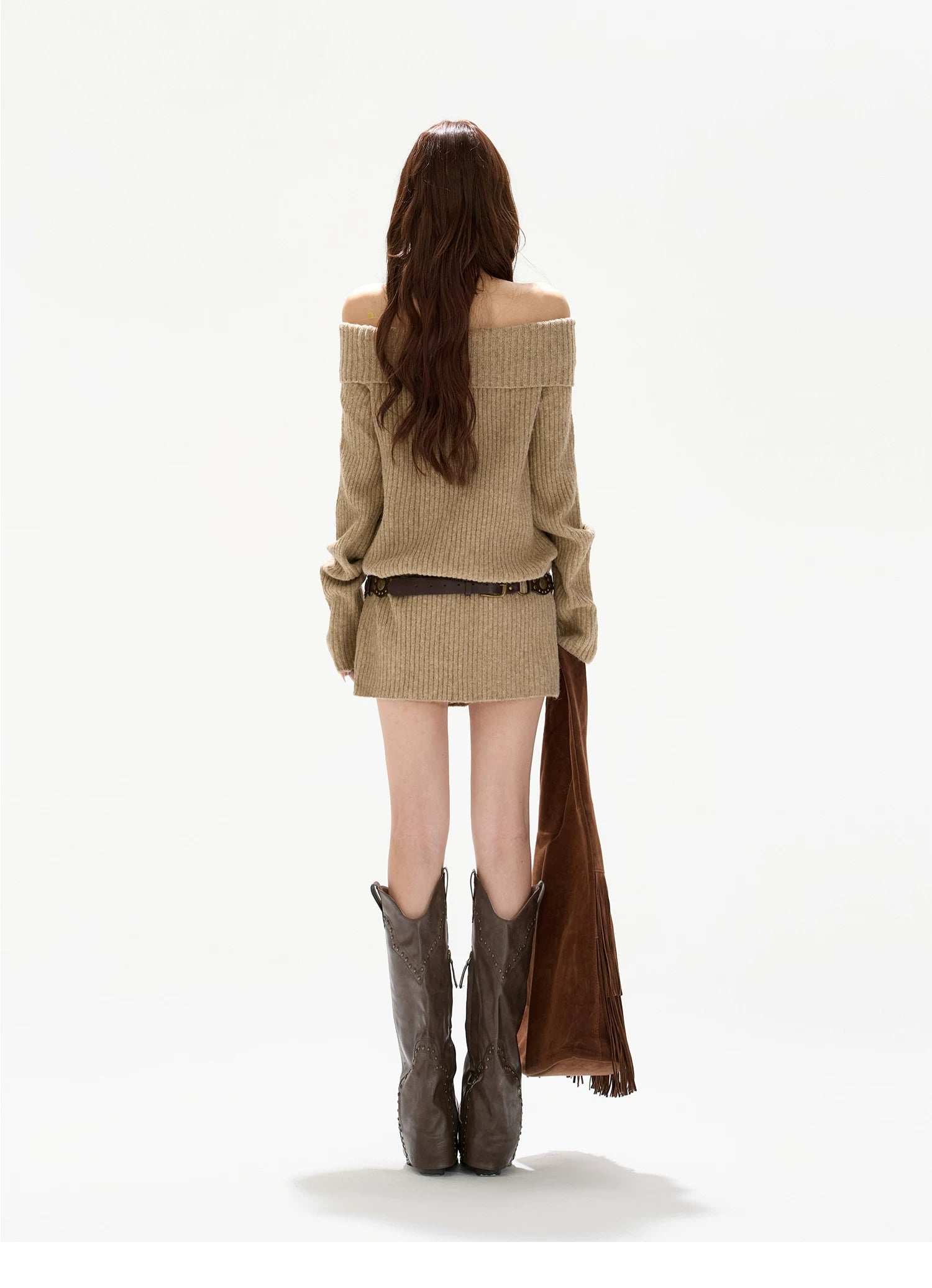 Off-Shoulder Wool-Blend Sweater Dress