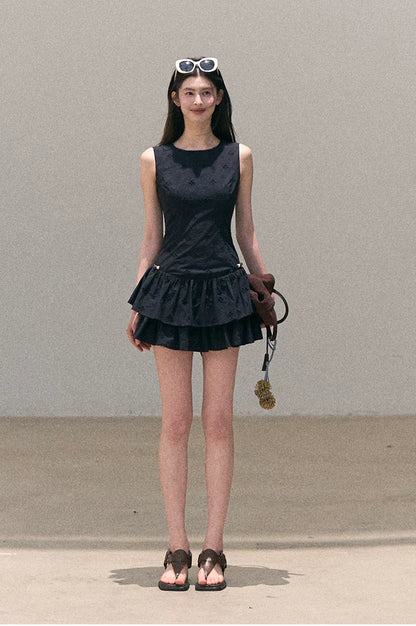 Bohemian Embroidered Cut-Out Cinched-Waist Summer Dress