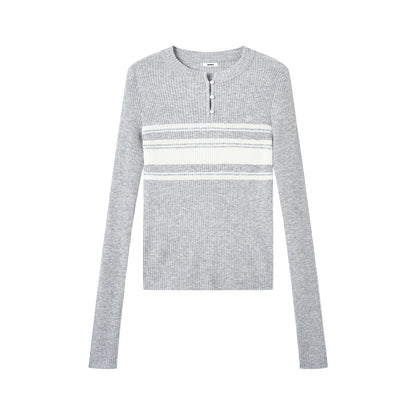 Marina Bay Striped Wool Knit Crewneck