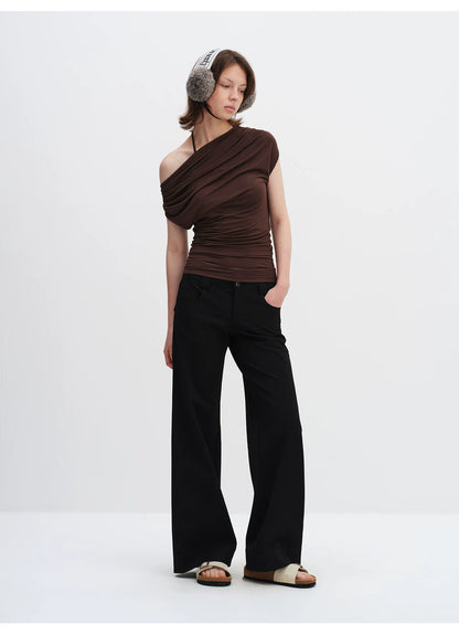 Low-Rise Wide-Leg Tailored Trousers