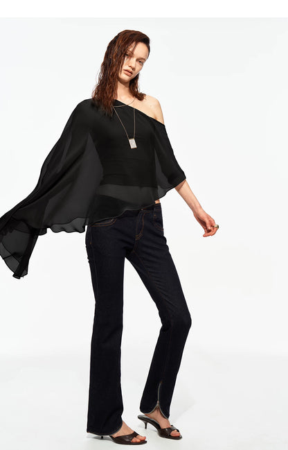 Matte Chiffon Cape Top