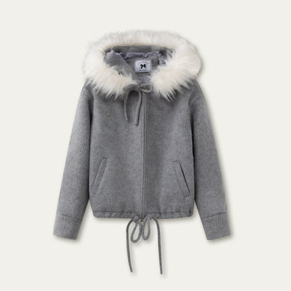 Rose Hooded Wool-Blend Jacket