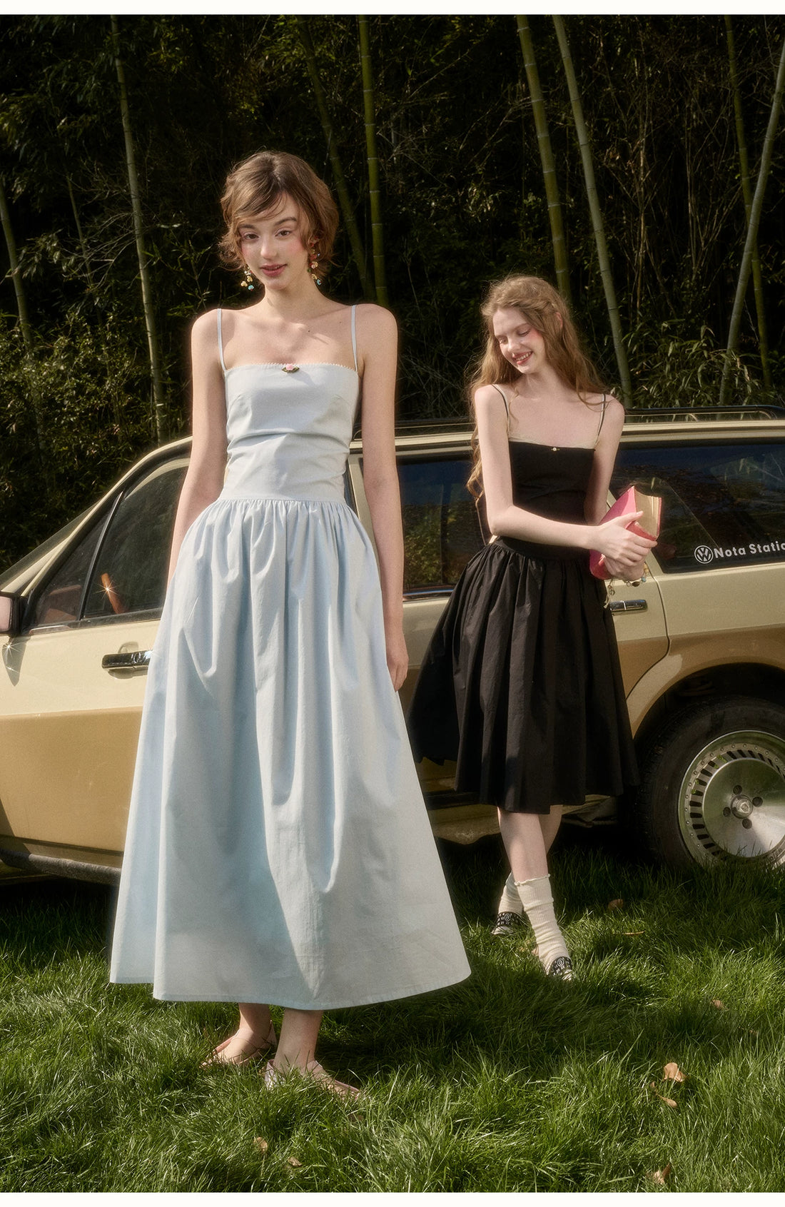 Baby Blue Bow-Tie Layered Maxi Dress