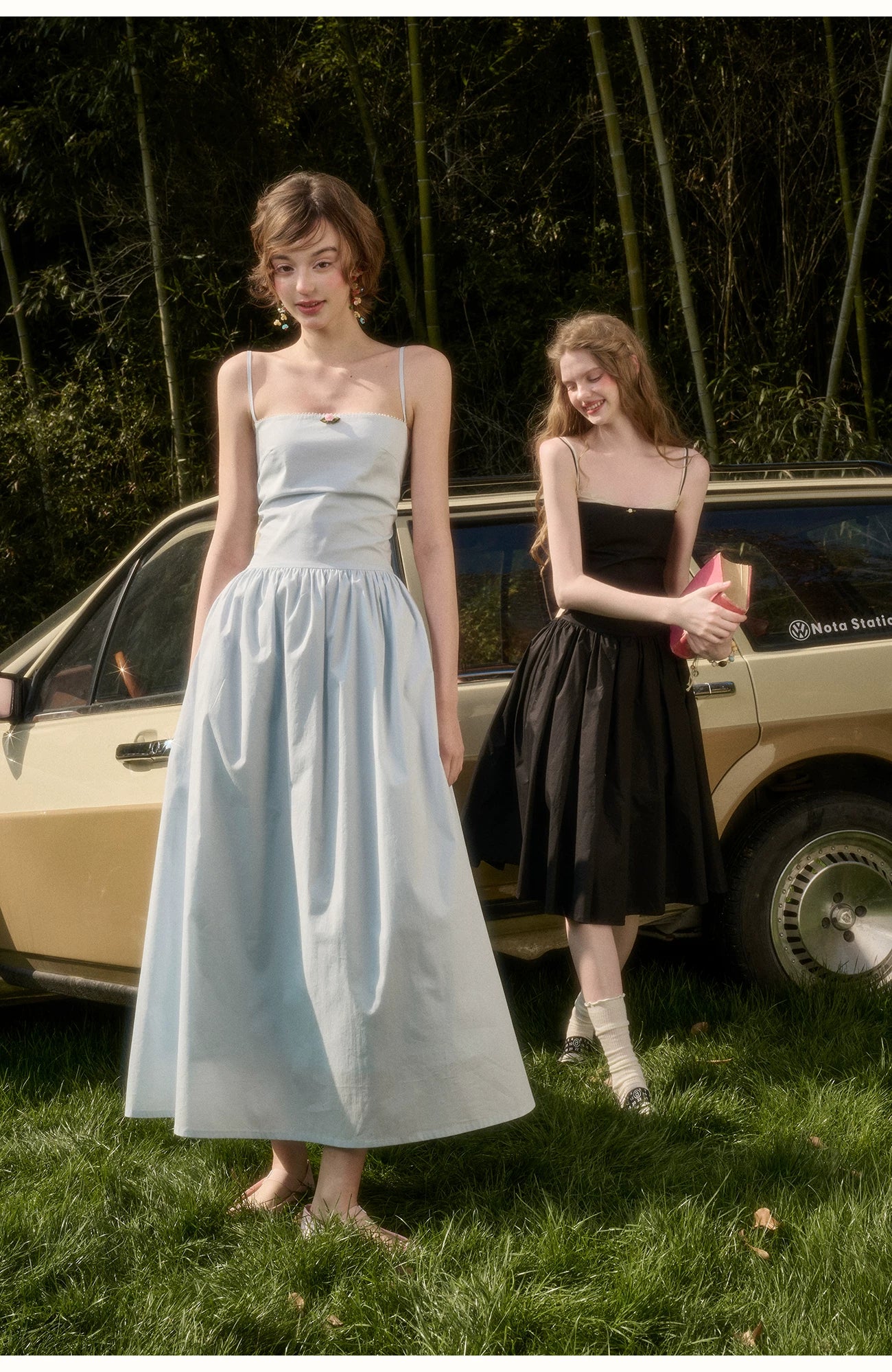 Baby Blue Bow-Tie Layered Maxi Dress