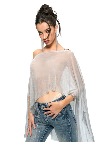 Silver Iridescent Thread Beach Cape