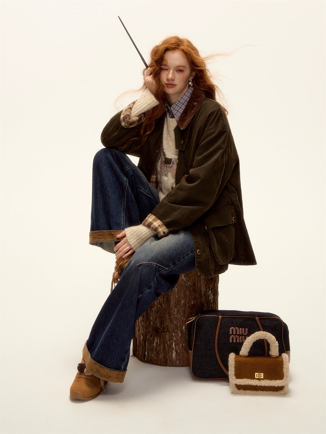 Plaid Corduroy Padded Workwear Jacket