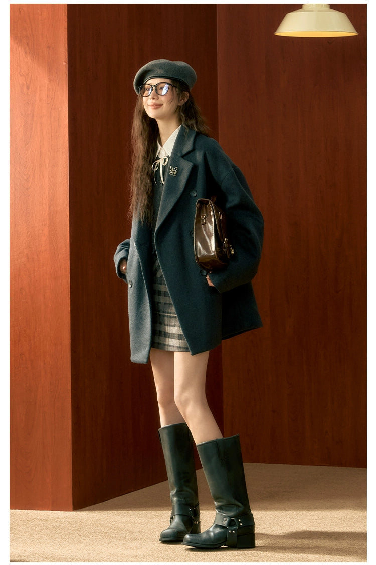 Gray Medium-Length Wool Coat - CHINASQUAD