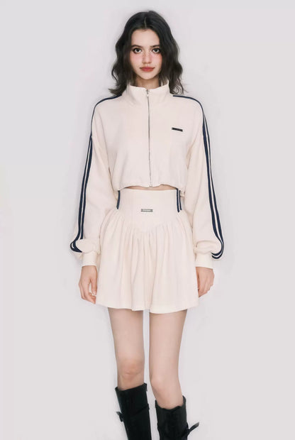 Tennis Waffle Sweatshirt &amp; Mini Skirt Set