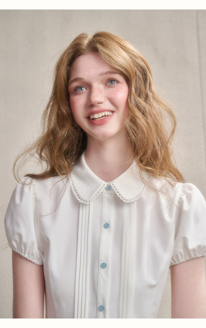Embroidered Peter Pan Collar Blouse