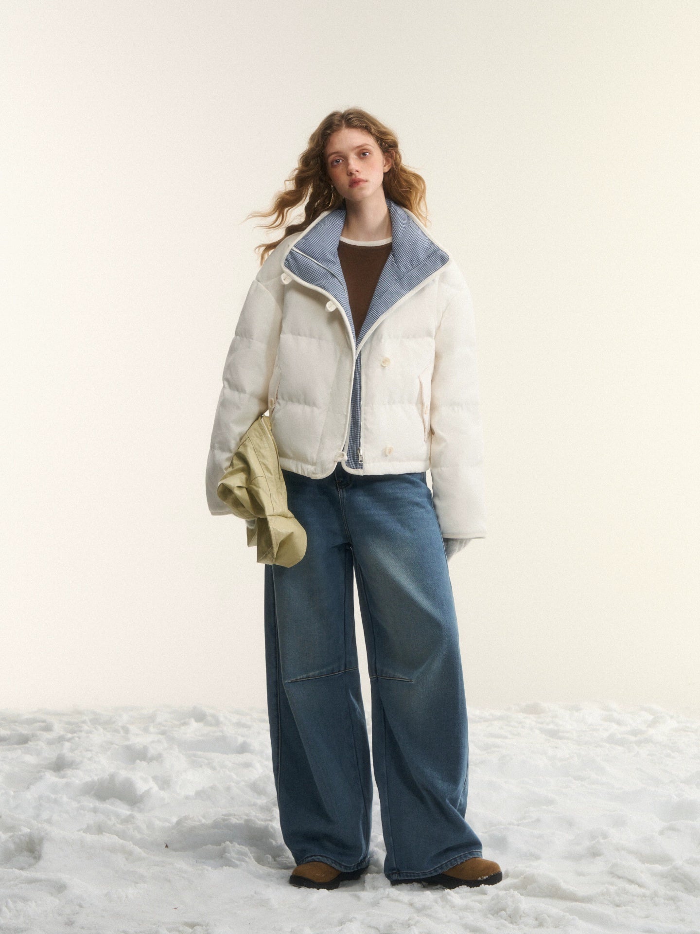 Washed Sculpted Loose-Fit Denim Trousers