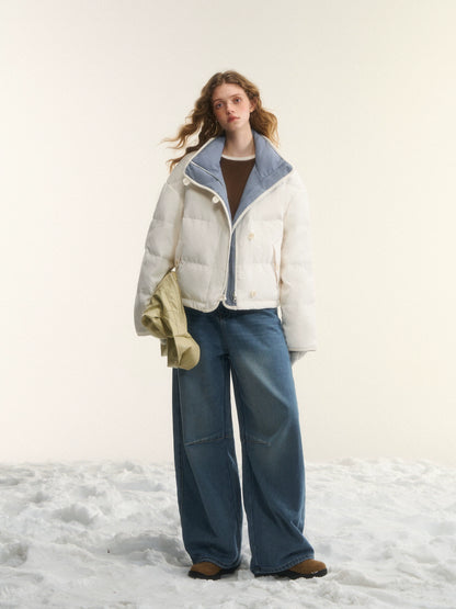 Washed Sculpted Loose-Fit Denim Pants